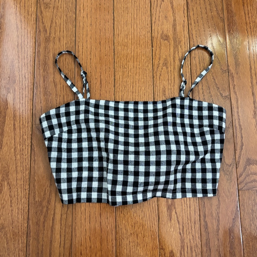 Checkered Tie-Back Crop Top